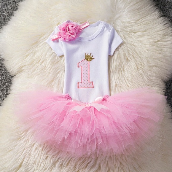 Other - 1st Birthday Outfit Onesie Tulle Skirt & Headband